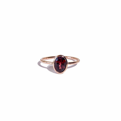 8 x 6 mm Oval cut Red Garnet Bezel Ring