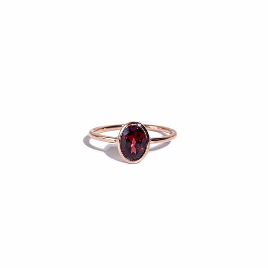 8 x 6 mm Oval cut Red Garnet Bezel Ring