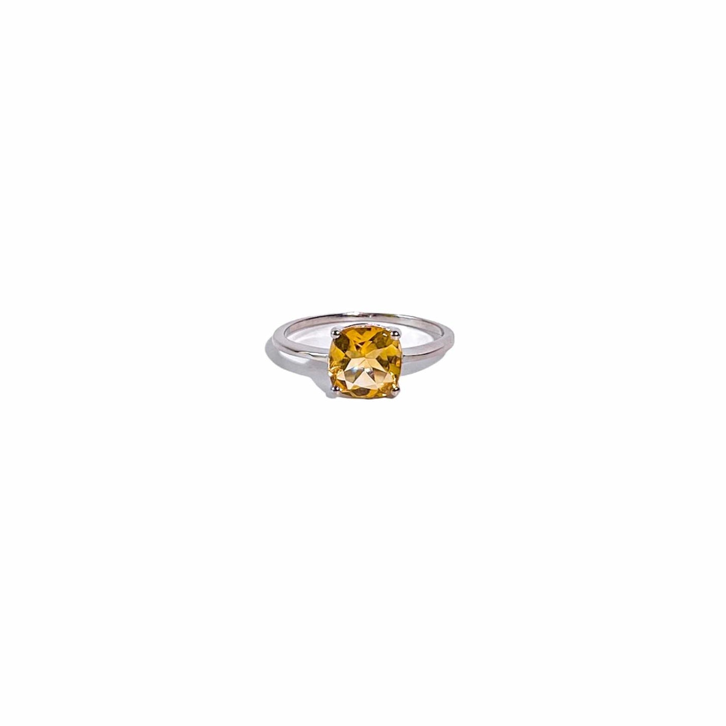 8mm Cushion cut Citrine Ring
