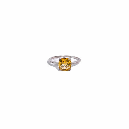 8mm Cushion cut Citrine Ring