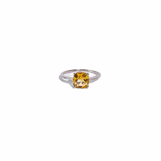 8mm Cushion cut Citrine Ring