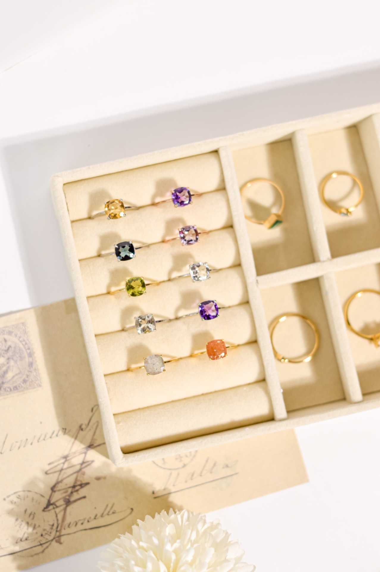 8mm Cushion cut Citrine Ring