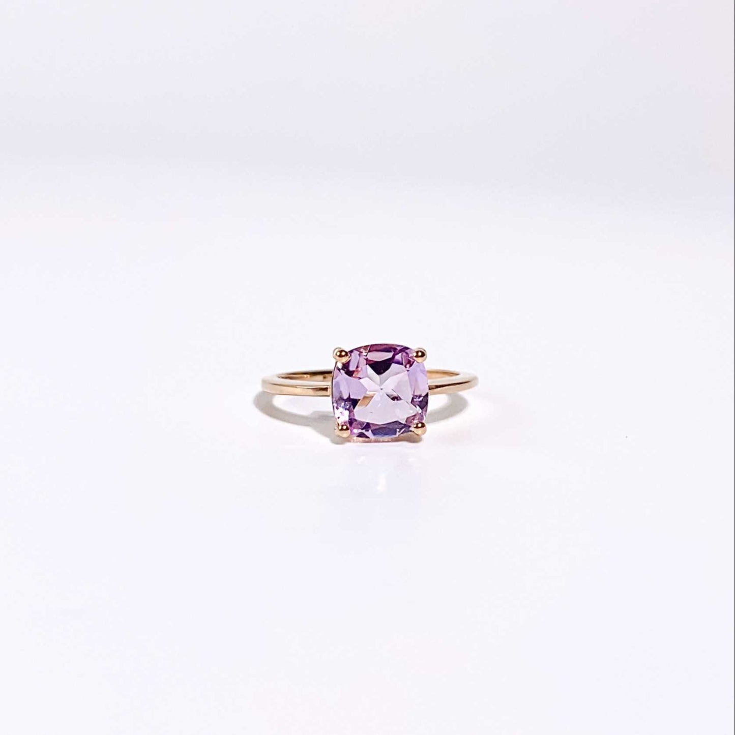 8mm Cushion cut Pink Amethyst Ring