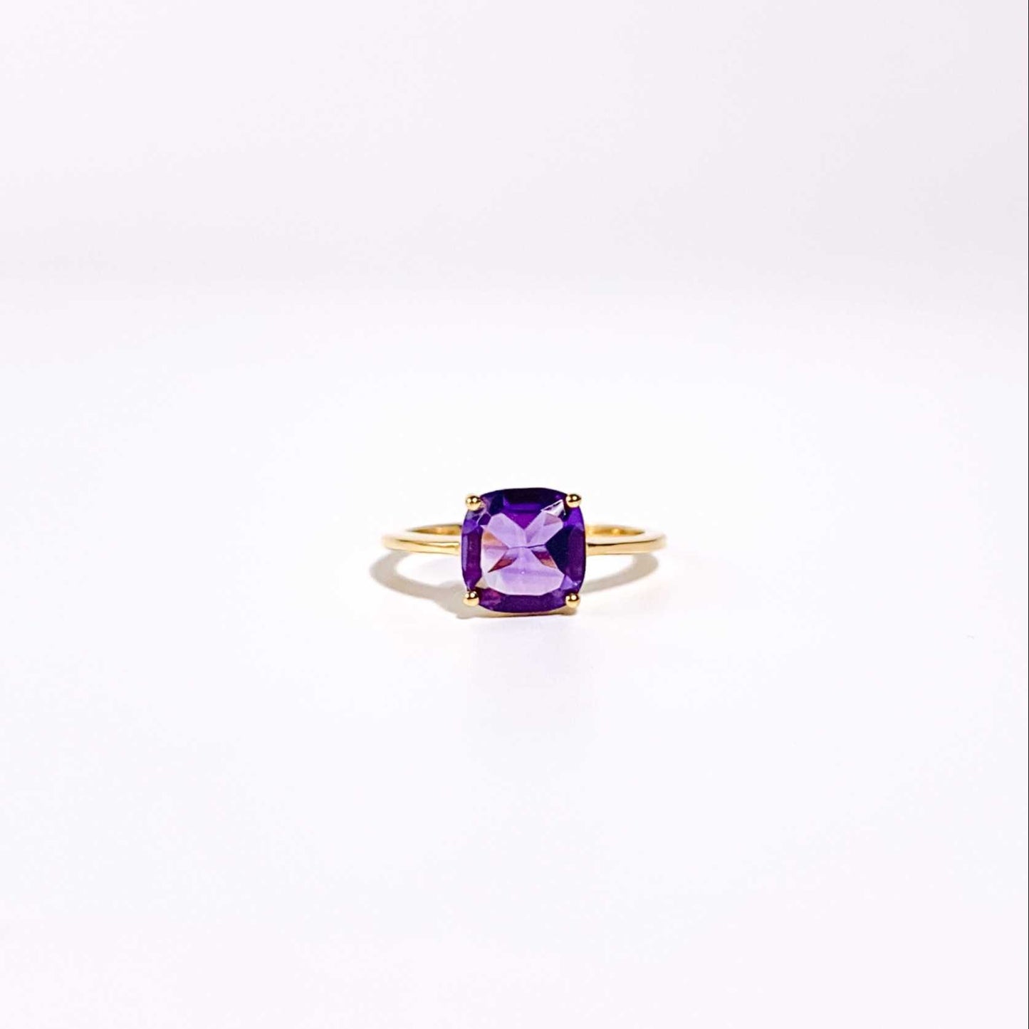 8mm Cushion cut Purple Amethyst Ring