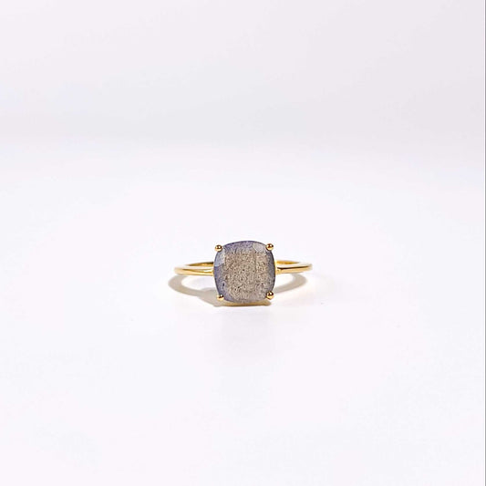 8mm Cushion cut Labradorite Ring