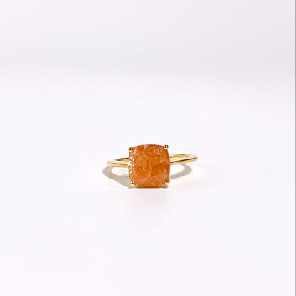 8mm Cushion cut Sunstone Ring
