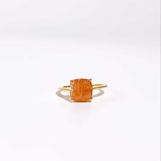 8mm Cushion cut Sunstone Ring