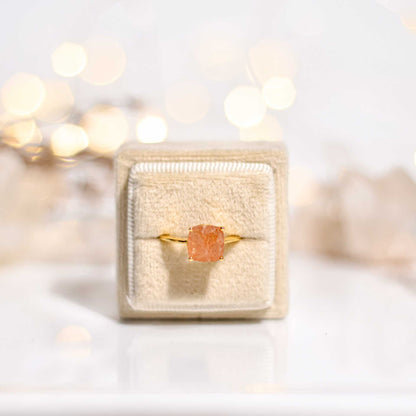 8mm Cushion cut Sunstone Ring
