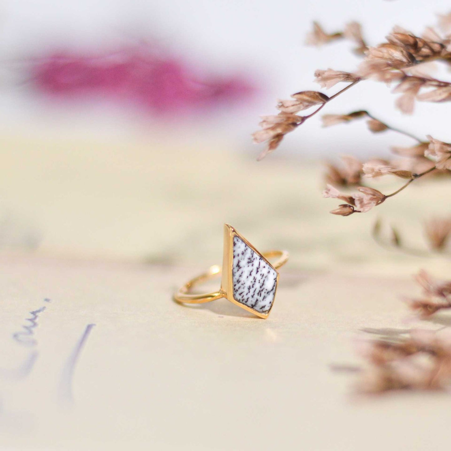 14 x 7 mm Kite Dendritic Opal Ring