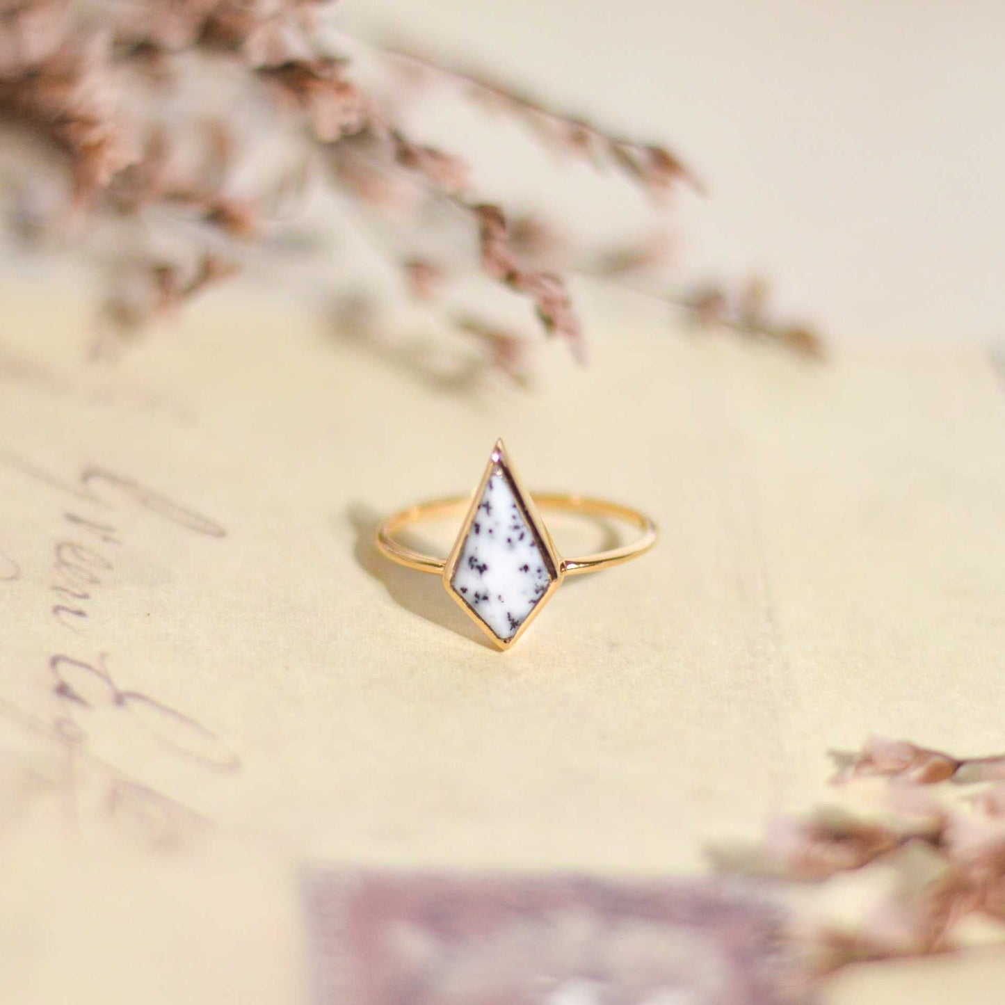 14 x 7 mm Kite Dendritic Opal Ring