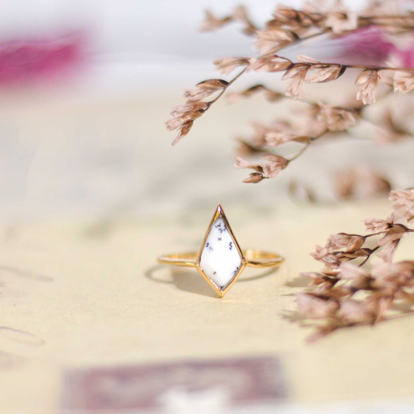 14 x 7 mm Kite Dendritic Opal Ring