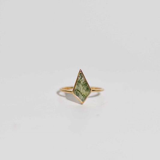 14 x 7 mm Kite Green Moss Agate Ring