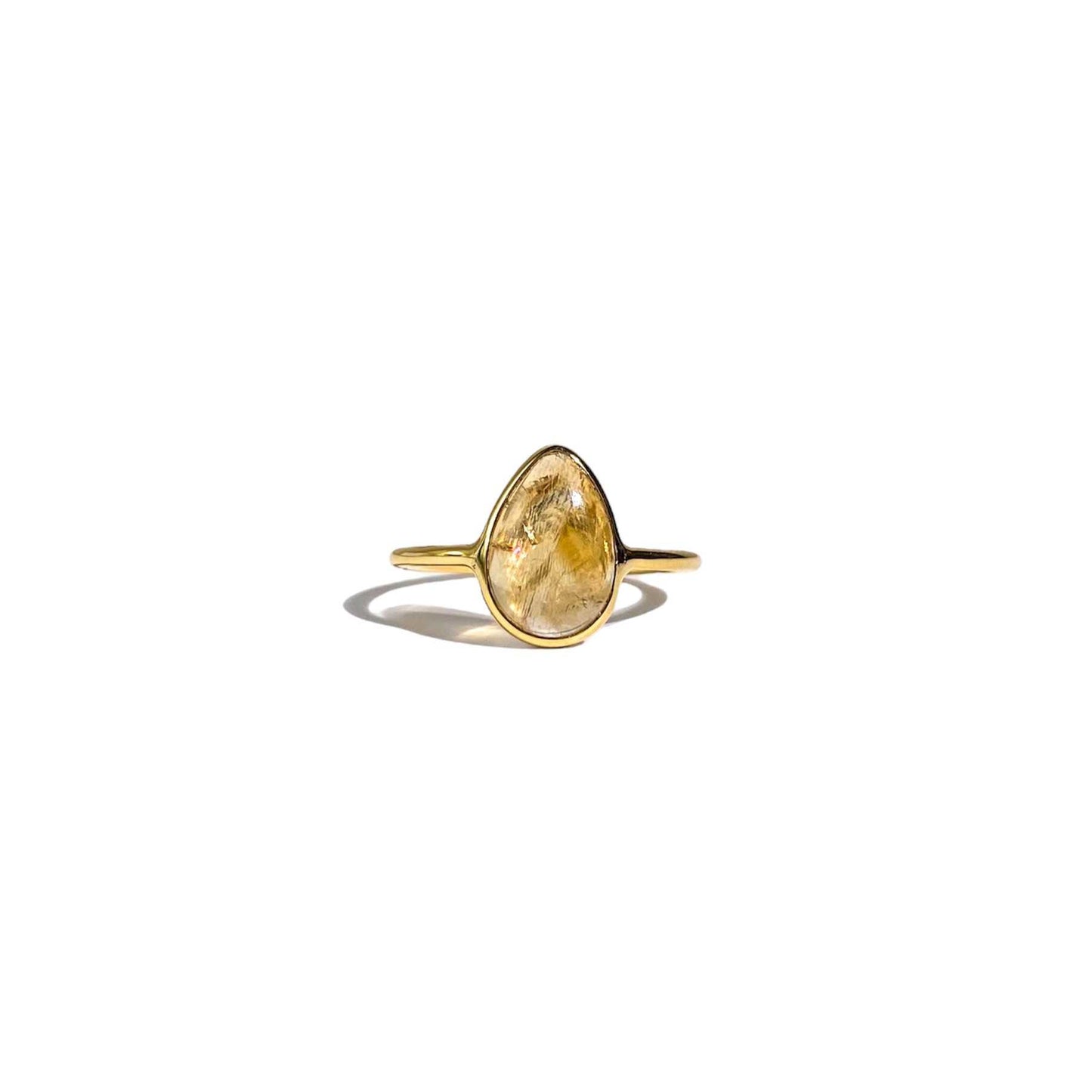 12 x 8 mm Pear cut Citrine Cabochon Ring