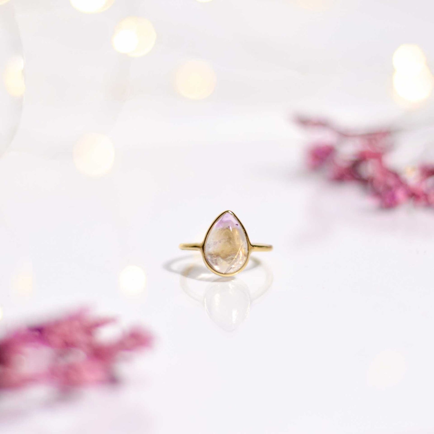 12 x 8 mm Pear cut Ametrine Cabochon Ring