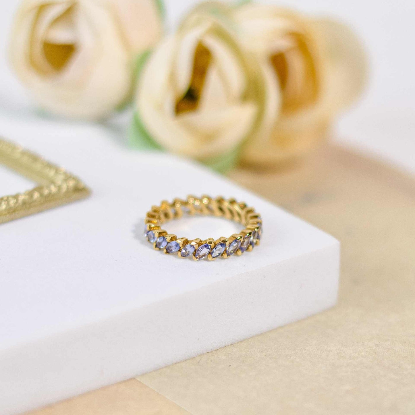 5 x 2 mm Marquise cut Tanzanite Eternity Ring