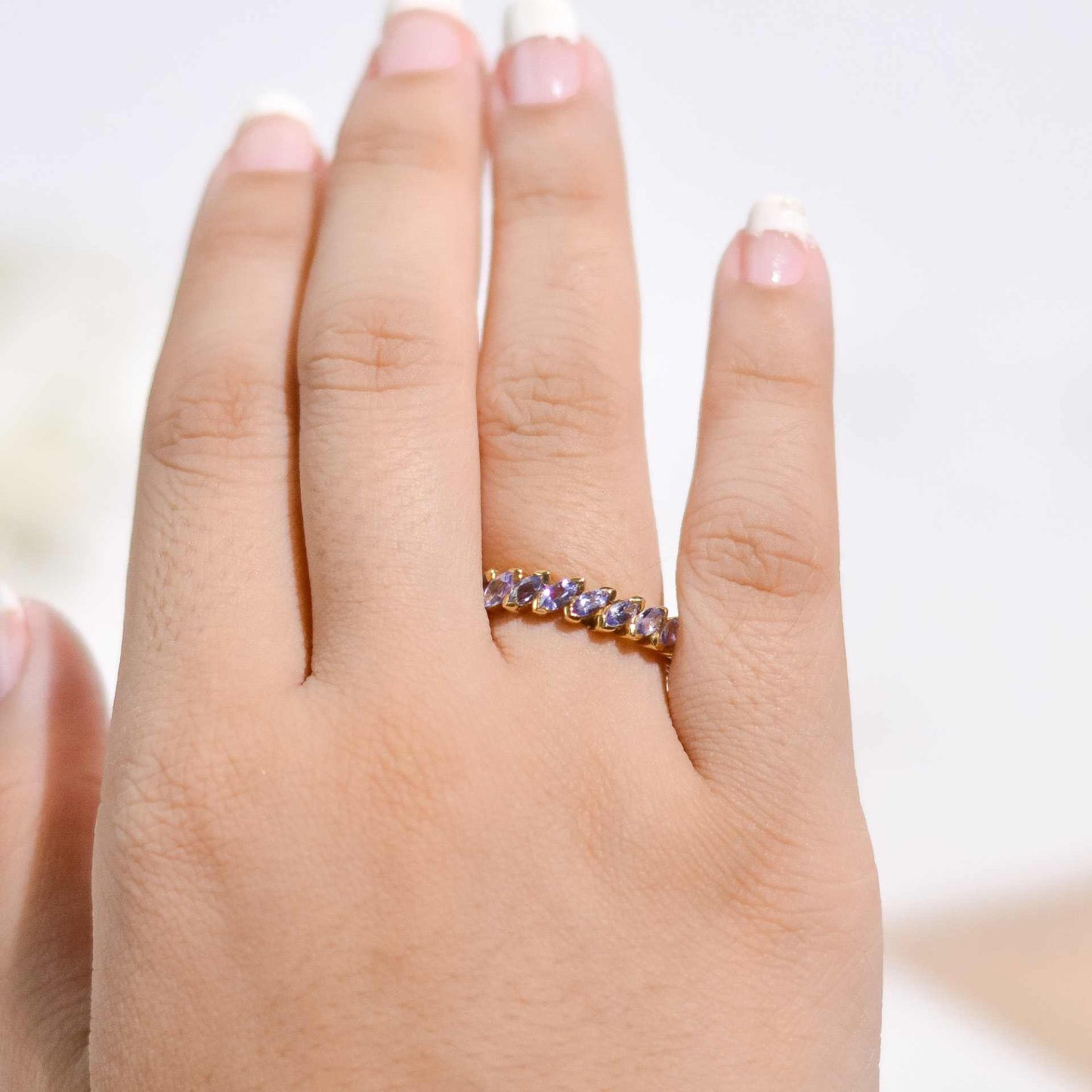 5 x 2 mm Marquise cut Tanzanite Eternity Ring