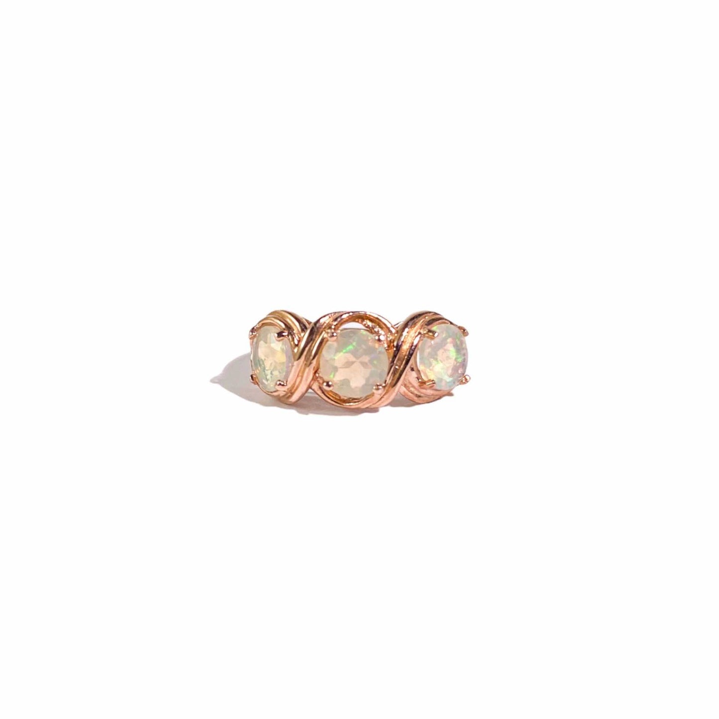 7 mm Round cut 3-Opal Cluster Ring