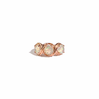 7 mm Round cut 3-Opal Cluster Ring