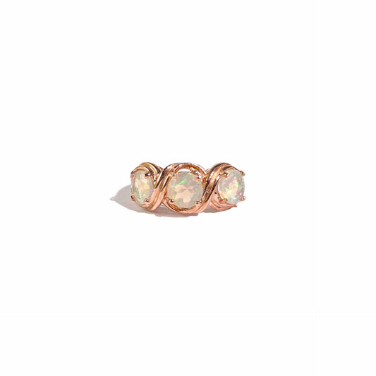 7 mm Round cut 3-Opal Cluster Ring