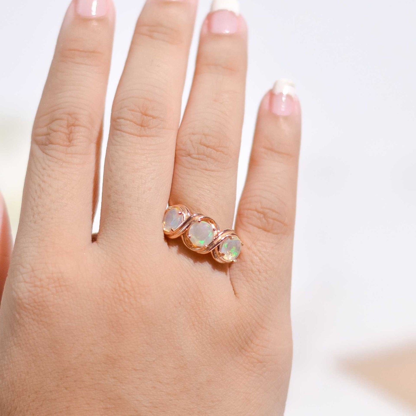 7 mm Round cut 3-Opal Cluster Ring