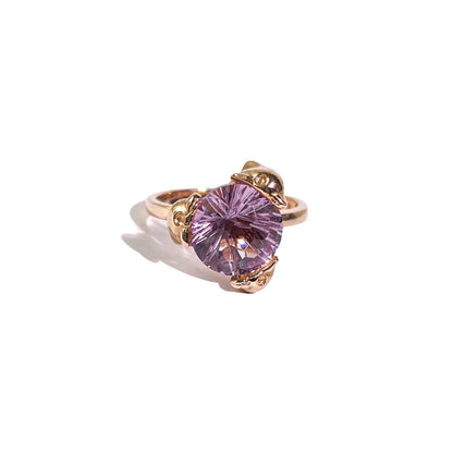 9.5 mm Round cut Amethyst Dolphin Ring