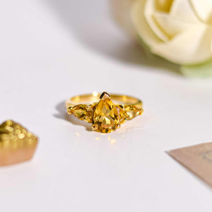 8 x 6 mm Pear cut Citrine Cluster Ring