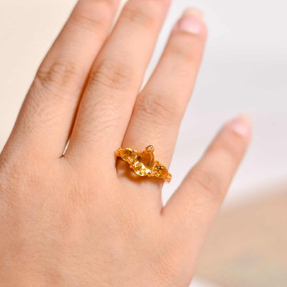 8 x 6 mm Pear cut Citrine Cluster Ring