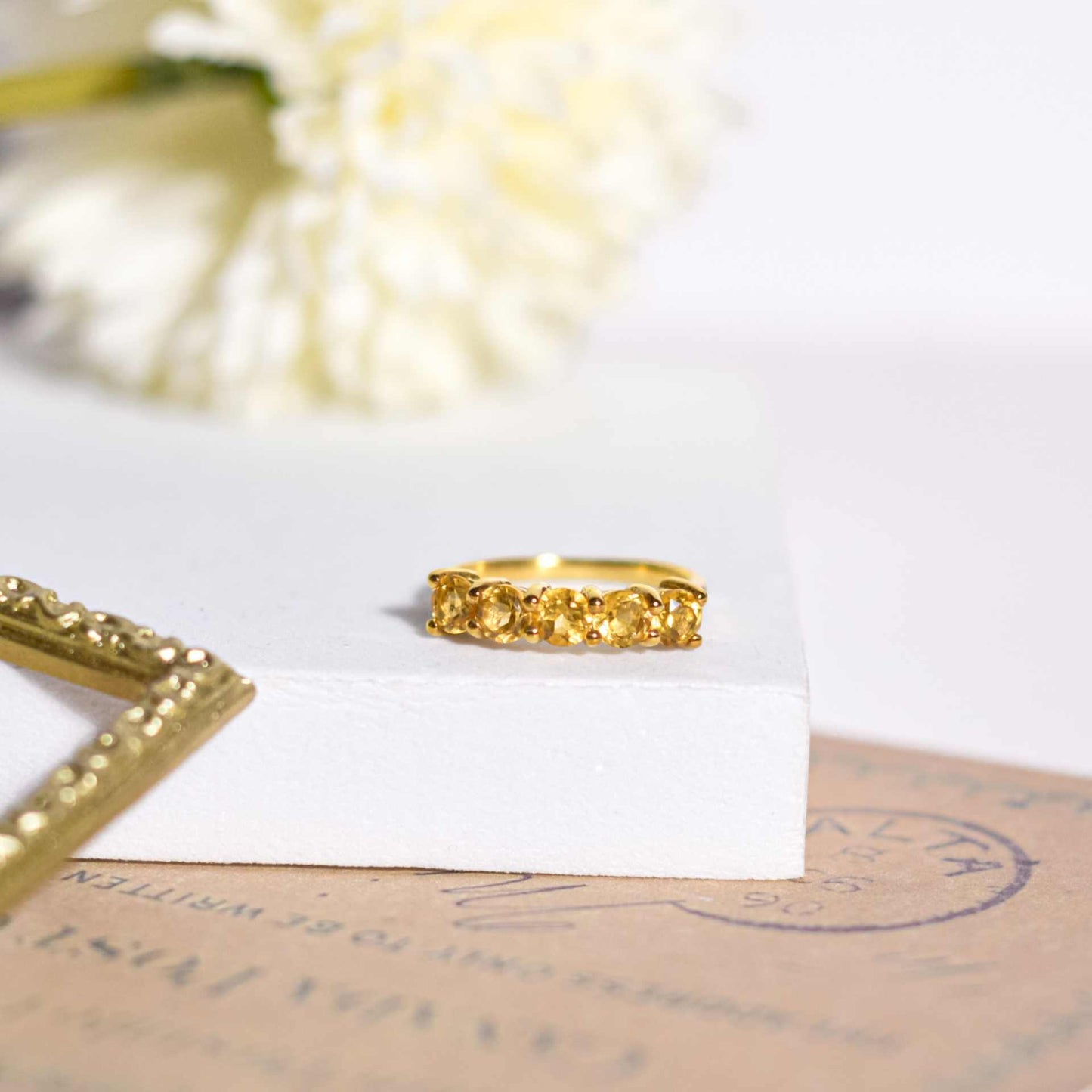 4 mm Half Eternity Citrine Ring